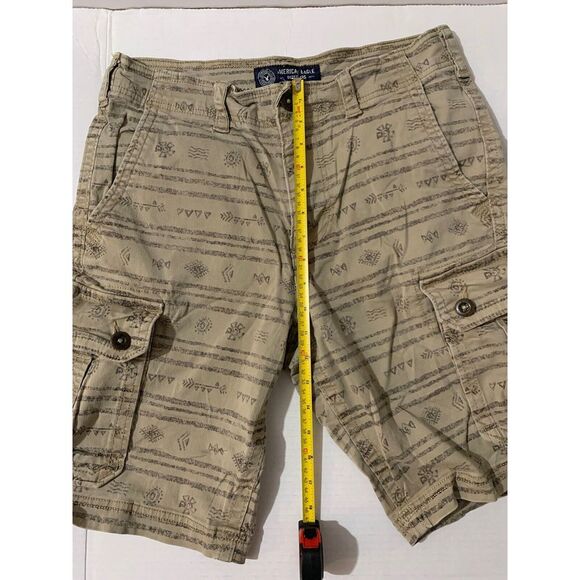 American Eagle Cargo Shorts Men's 32x9 Aztec All Over Print Active Flex Beige - Picture 8 of 13